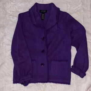 Jones New York Purple Women's Jacket With Buttons and Pockets | Cozy and Casual